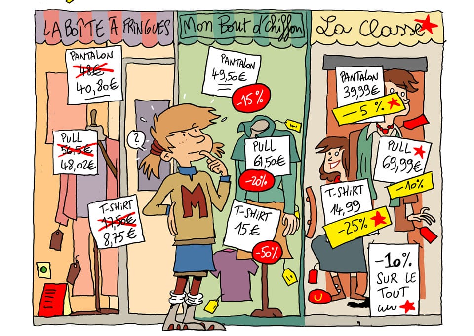 Personnage féminin enfant faisant du shopping