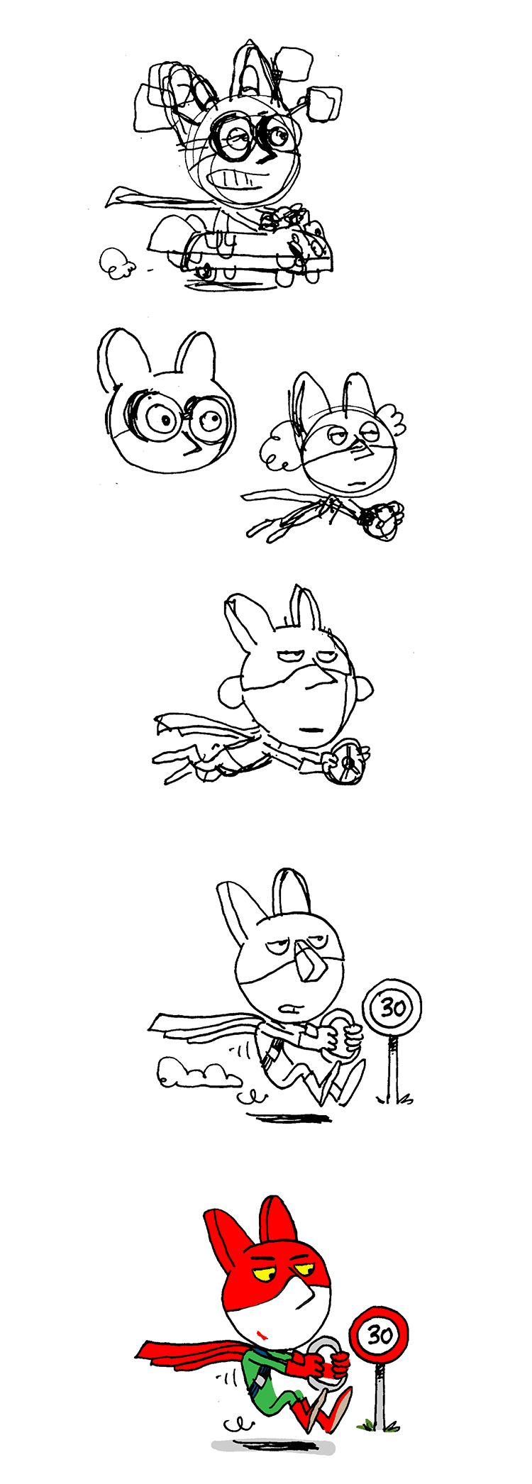 Recherche pour une mascotte pour Responsible Young Drivers. Contrainte : le personnage doit être asexué.