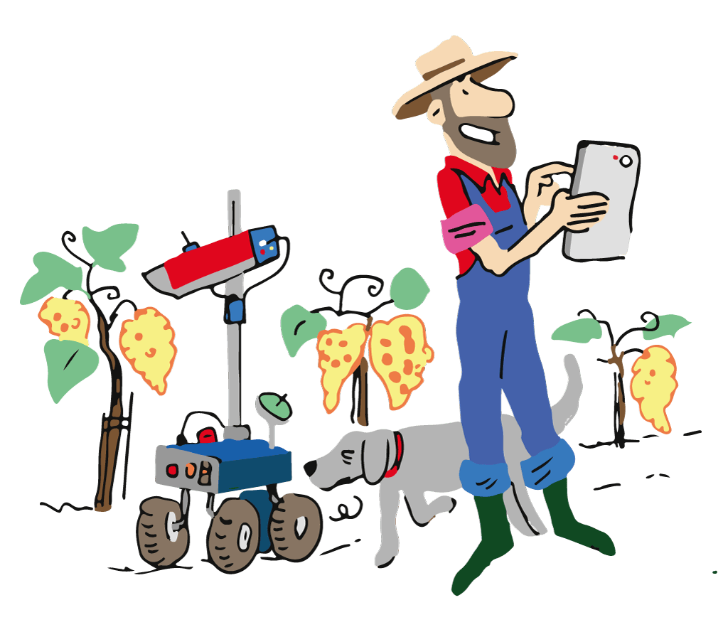 Nouvelles technologies au service de l'agriculture. Illustration de Vincent Rif en Adobe Illustrator.