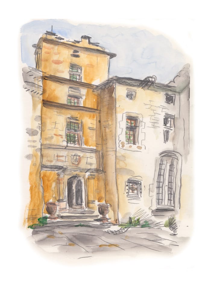 Croquis au Barroux, Provence. Lors d'un séjour en juillet 2018