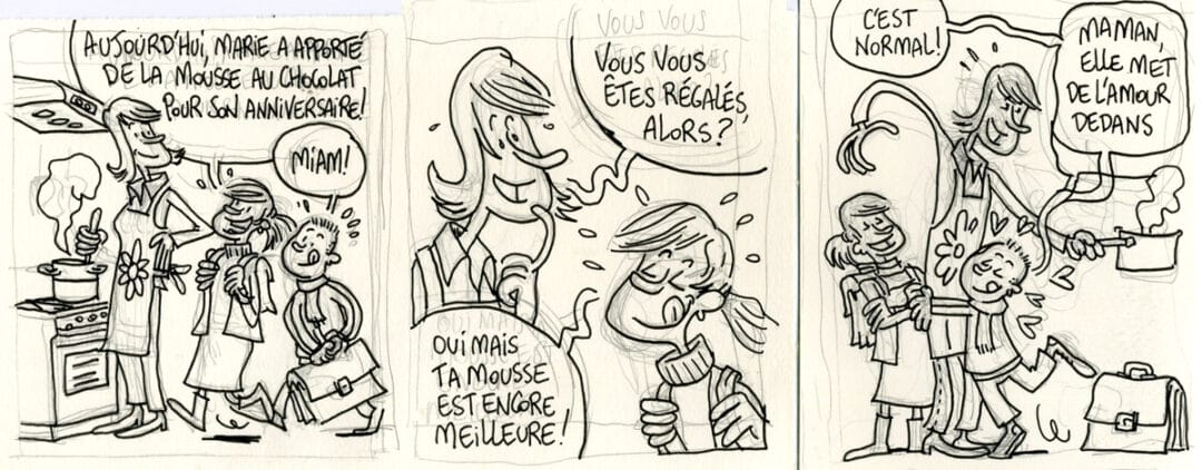 Crayonné pour un strip de bande dessinée pour les éditions Averbode.