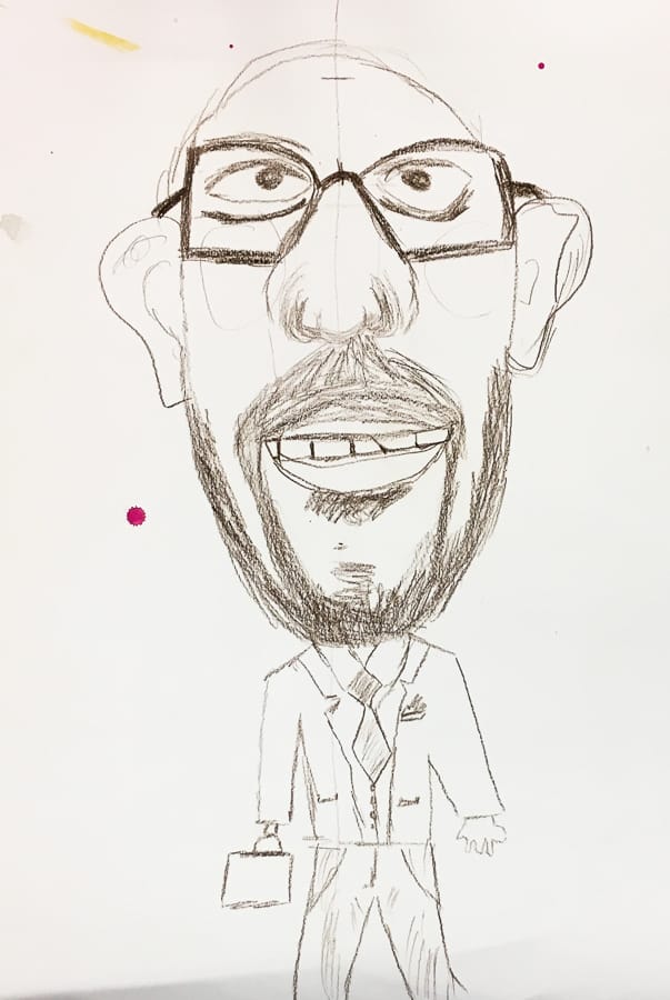 Caricature de Charles Michel par une adulte,