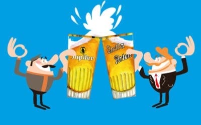 Tchin entre deux brasseurs, Jupiler et Stella Artois