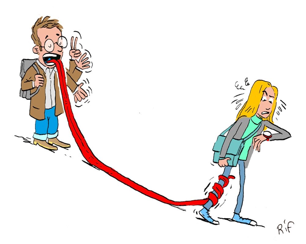 Avoir la langue bien pendue. Une expression de la langue française dessinée par Vincent Rif.