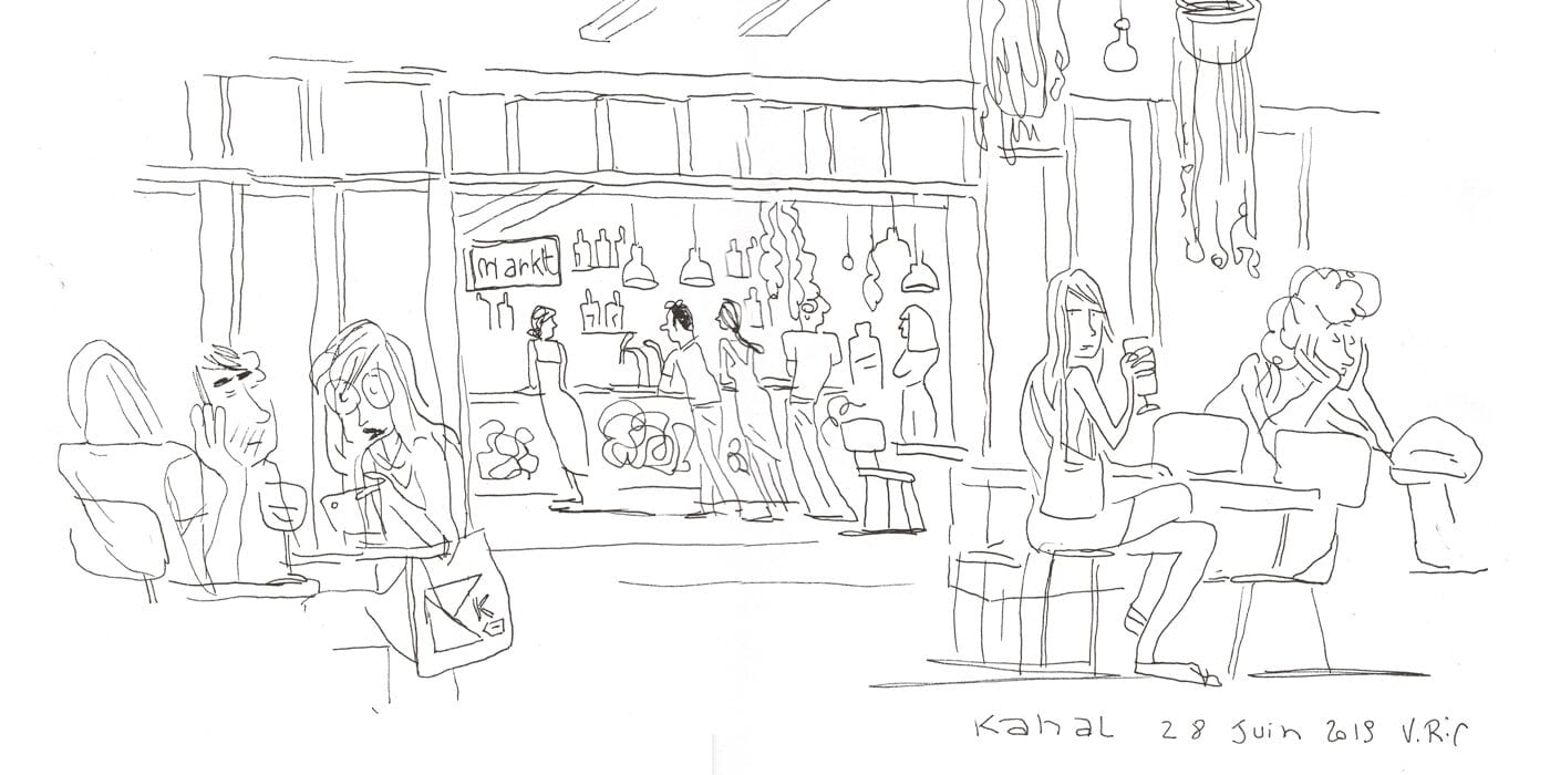 Markt - Urban sketching au Canal Pompidou dans le cadre de la fermeture pour travaux.