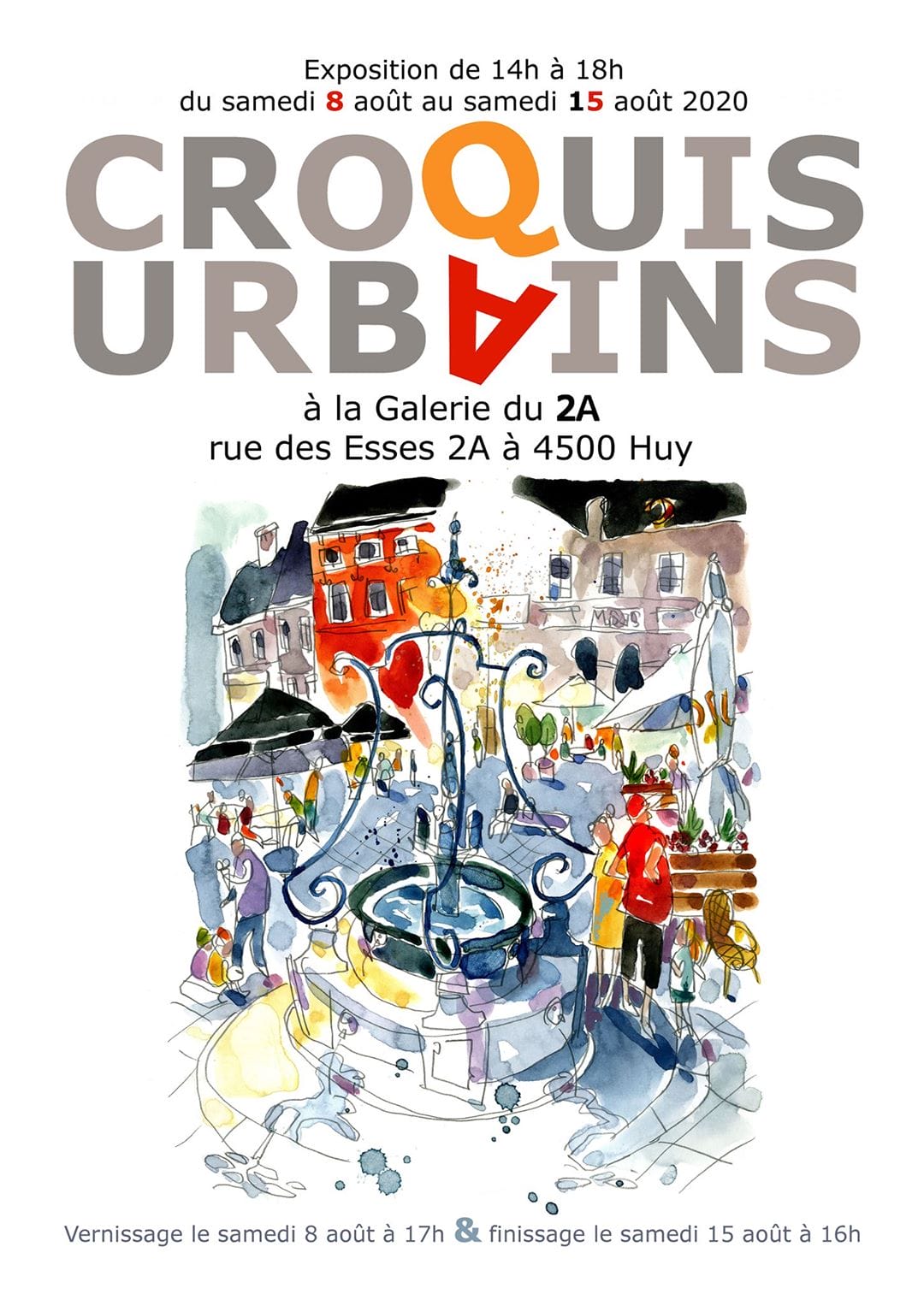 116152299_10222724864690912_7790223346987736365_o affiche de l'exposition croquis urbains à Huy - aout 2020