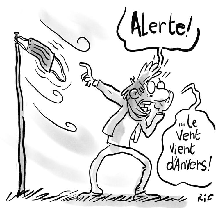 le nombre de cas de coronavirus en forte hausse à Anvers - dessin humoristique