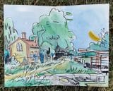 Maison d'écluse à Briare dans le Loiret - aquarelle sur carnet de voyage