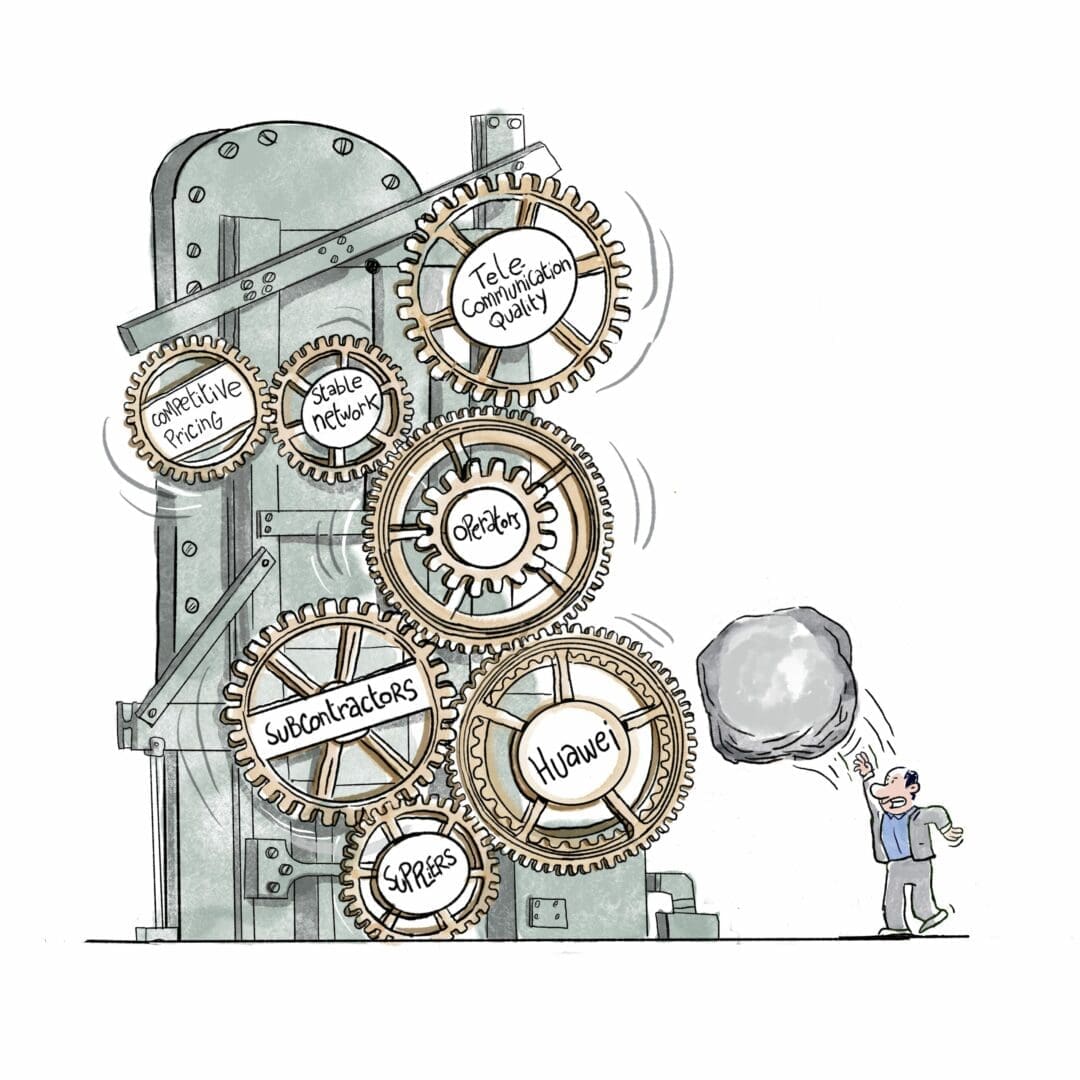 drawing of a rock and a mechanism