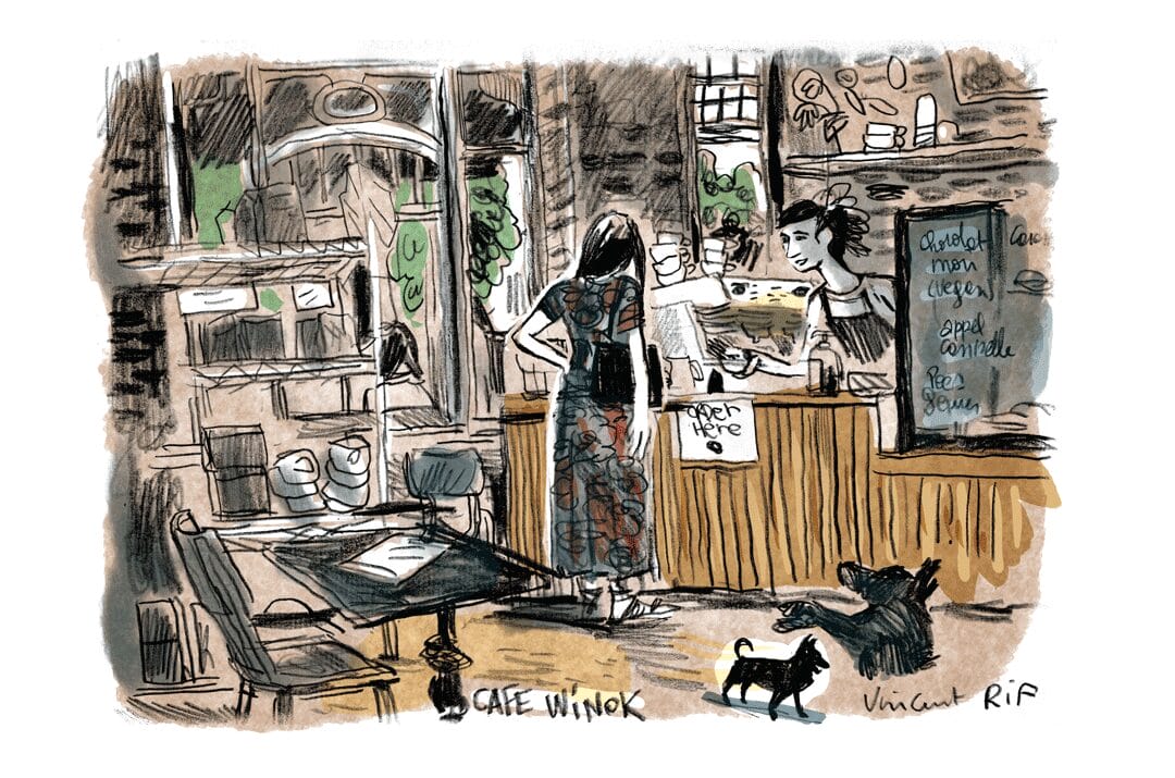 cafe-winok-bruxelles Urban Sketching (dessin urbain) au Café Winok, avenue Luis Betrand à Schaerbeek. Par Vincent Rif, septembre 2021