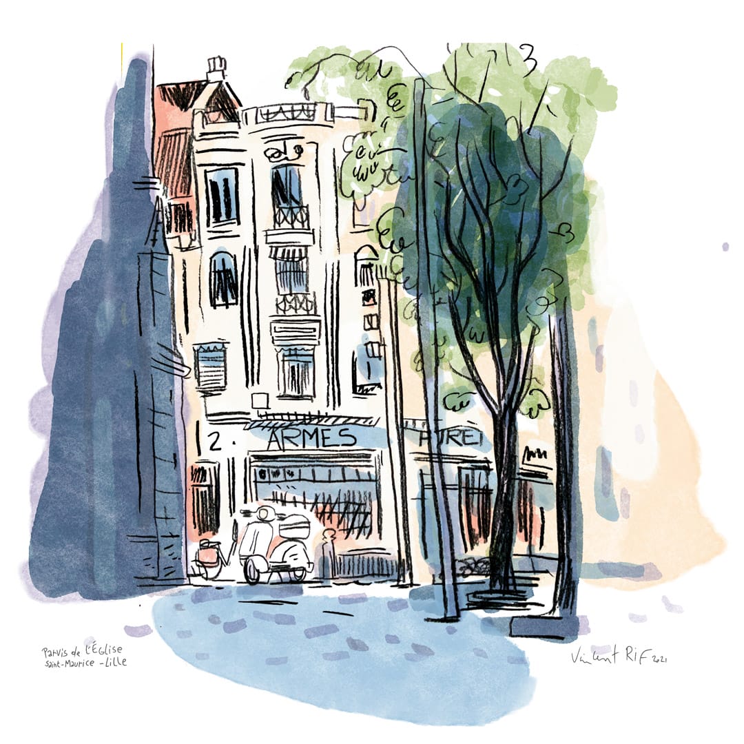 Portfolio de dessins et aquarelles faites à Lille par Vincent Rif.