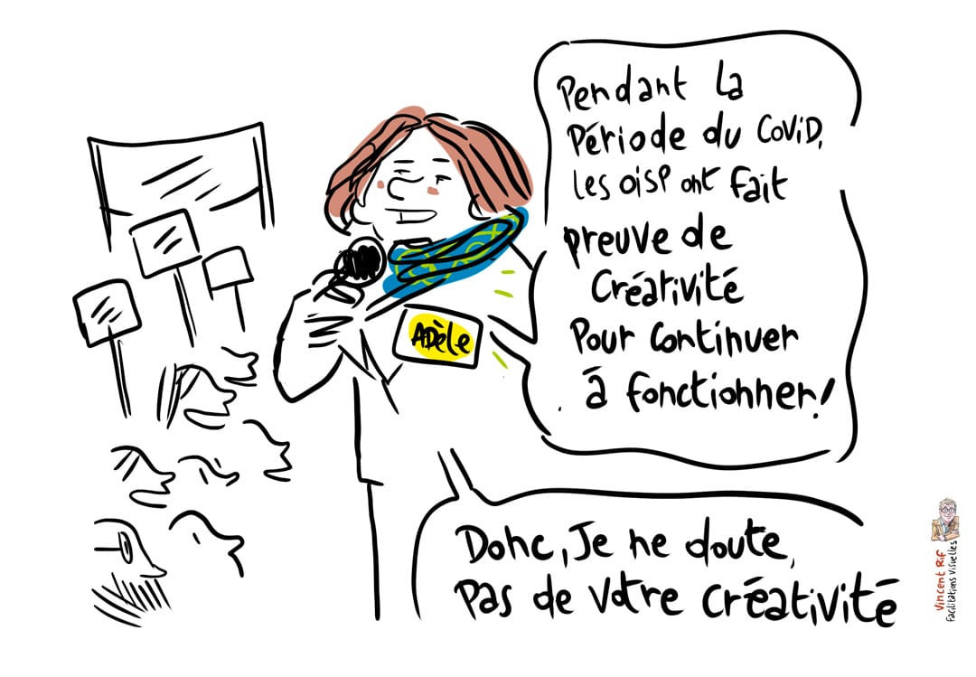 Reportage dessiné de la manifestation du secteur de l'insertion socio-professionnellede la région bruxelloise du 26 octobre 2021
