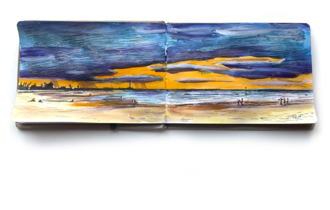 dunkerque-orange aquarelles faits lors d'un court séjour à Dunkerque et à la plage de Malo-Les-Bains, août 2022