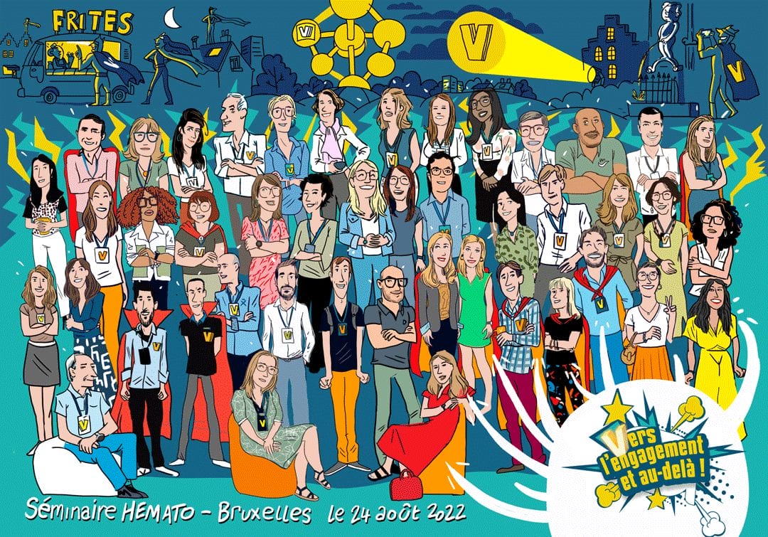 Portrait en groupe style BD et super-héros pour une entreprise