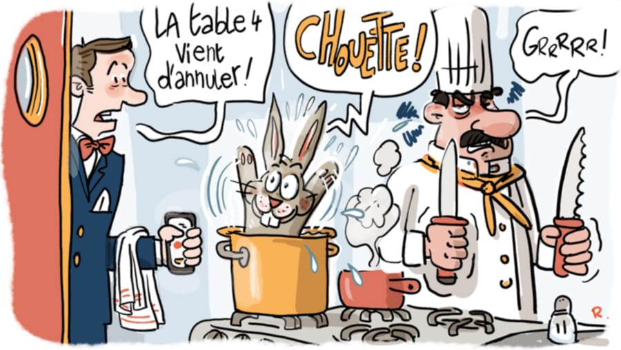Un lapin qui coûte cher Une Illustration de Vincent Rif pour courier des lecteurs du mensuel Que Choisir de mars 2023.