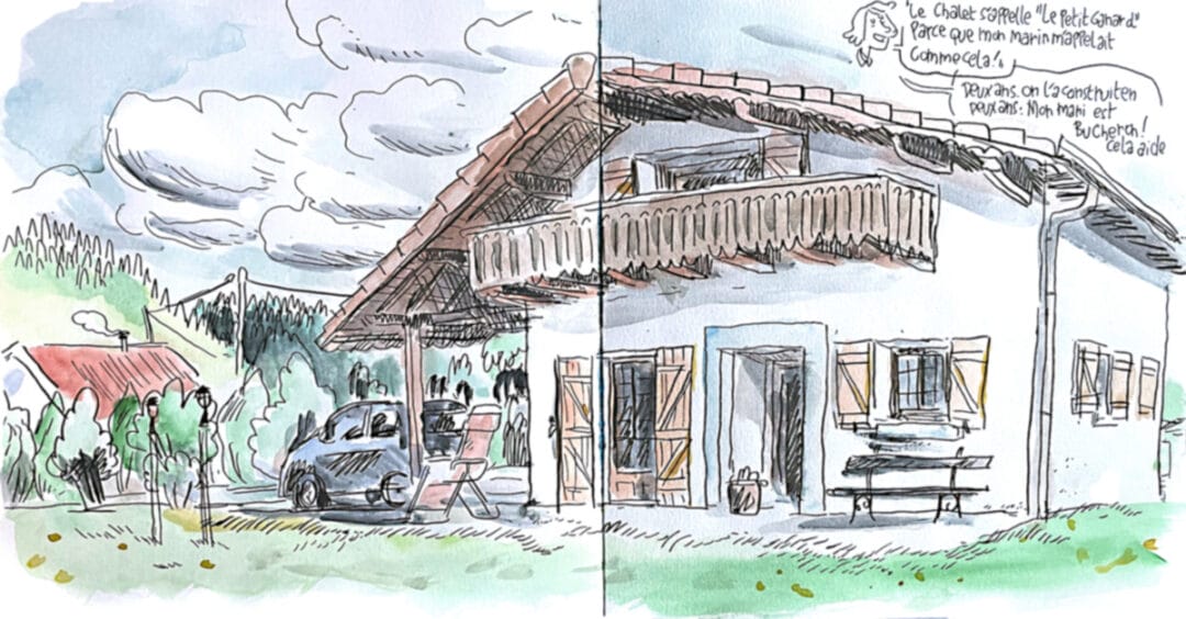 Extrait d'un carnet de voyage et de croquis dans les Vosges - le chalet