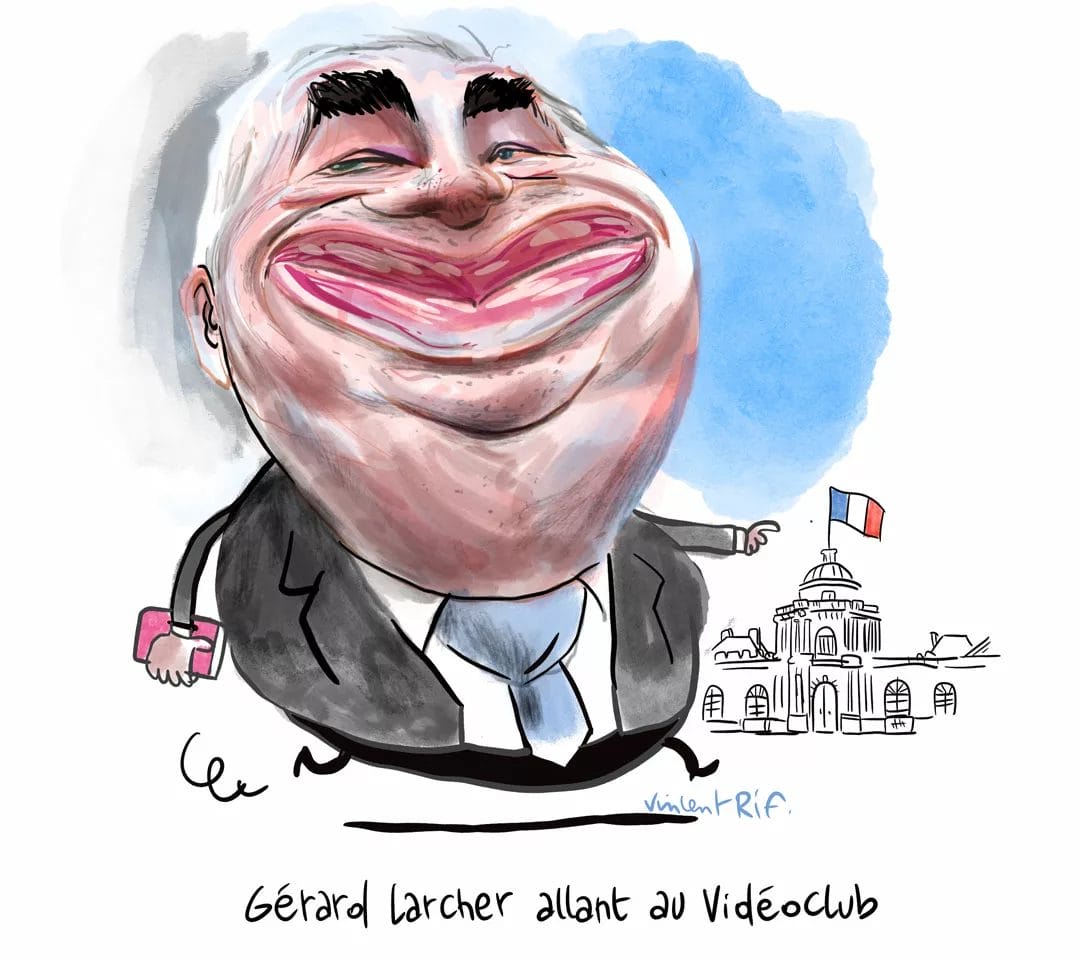 Illustration sans titre Caricature de Gérard Larcher. Suite à un article du Canard enchaîné, une enquête a été ouverte au sujet d’une potentielle sextape au Sénat. Dans le cadre d'un scandale à la sex-tape.