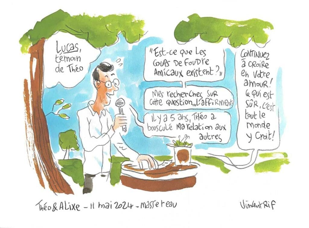 Dessin du mariage de Alixe et théo par dessinateur de mariage