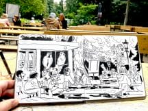 laiterie-parc-josaphat-schaerbeekjpg Croquis de la terrasse du café la Laiterie dans le parc Josaphat.