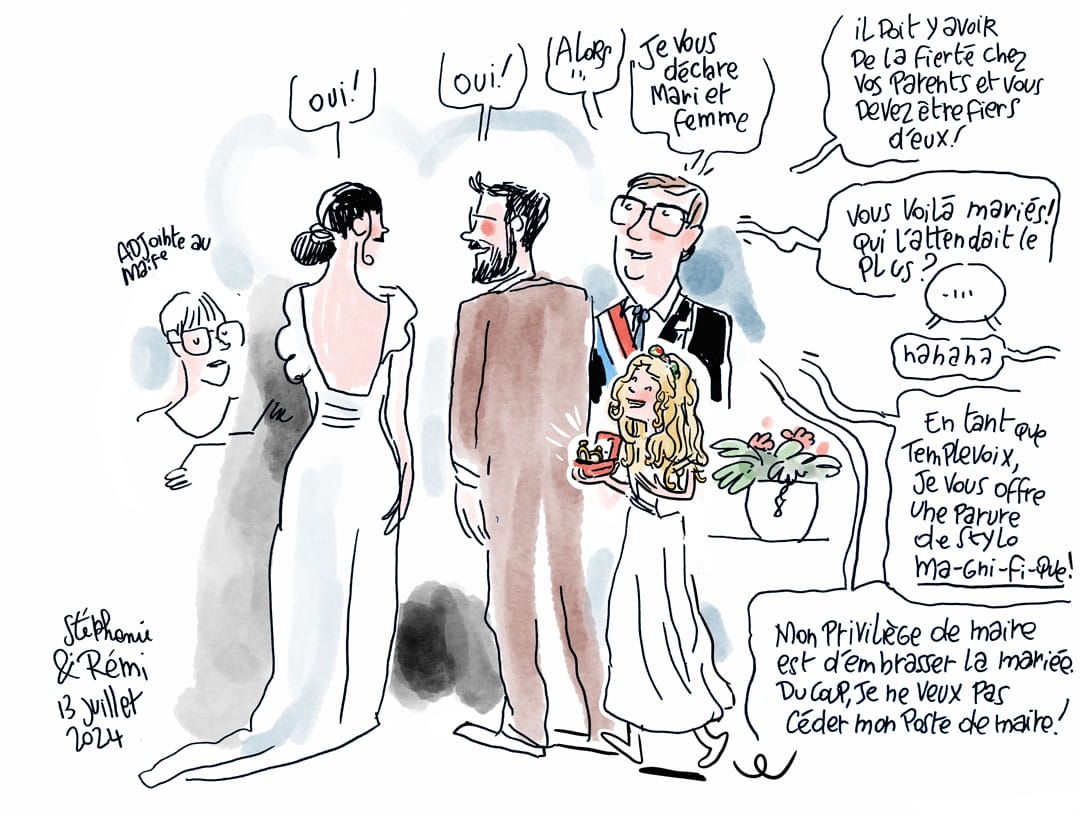 oui - échanges des voeux des mariés à templeuve - dessinateur de mariages