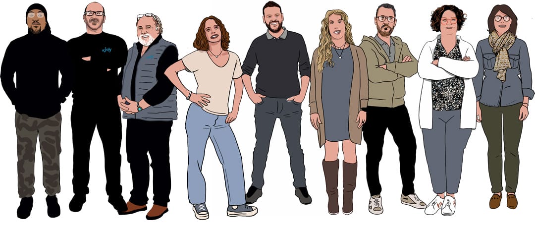 Les membres du groupe, des calques ajustables