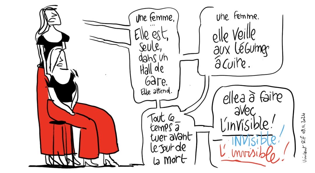 Dessins du spectacle Quelles quelles filles invisibilité de la femme