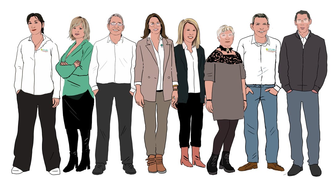 Les membres du groupe, des calques ajustables