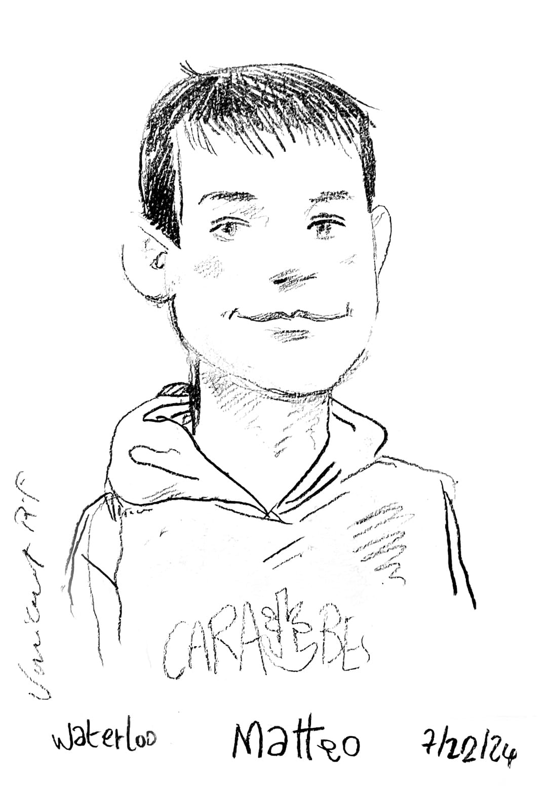 portrait au crayon comme cadeau d'inauguration d'une boutique prestigieuse