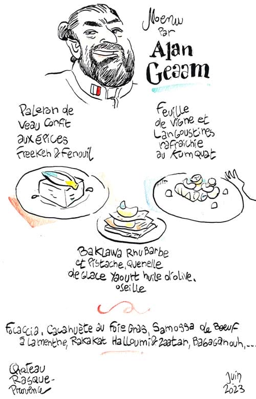 Menu dessiné d'un mariage
