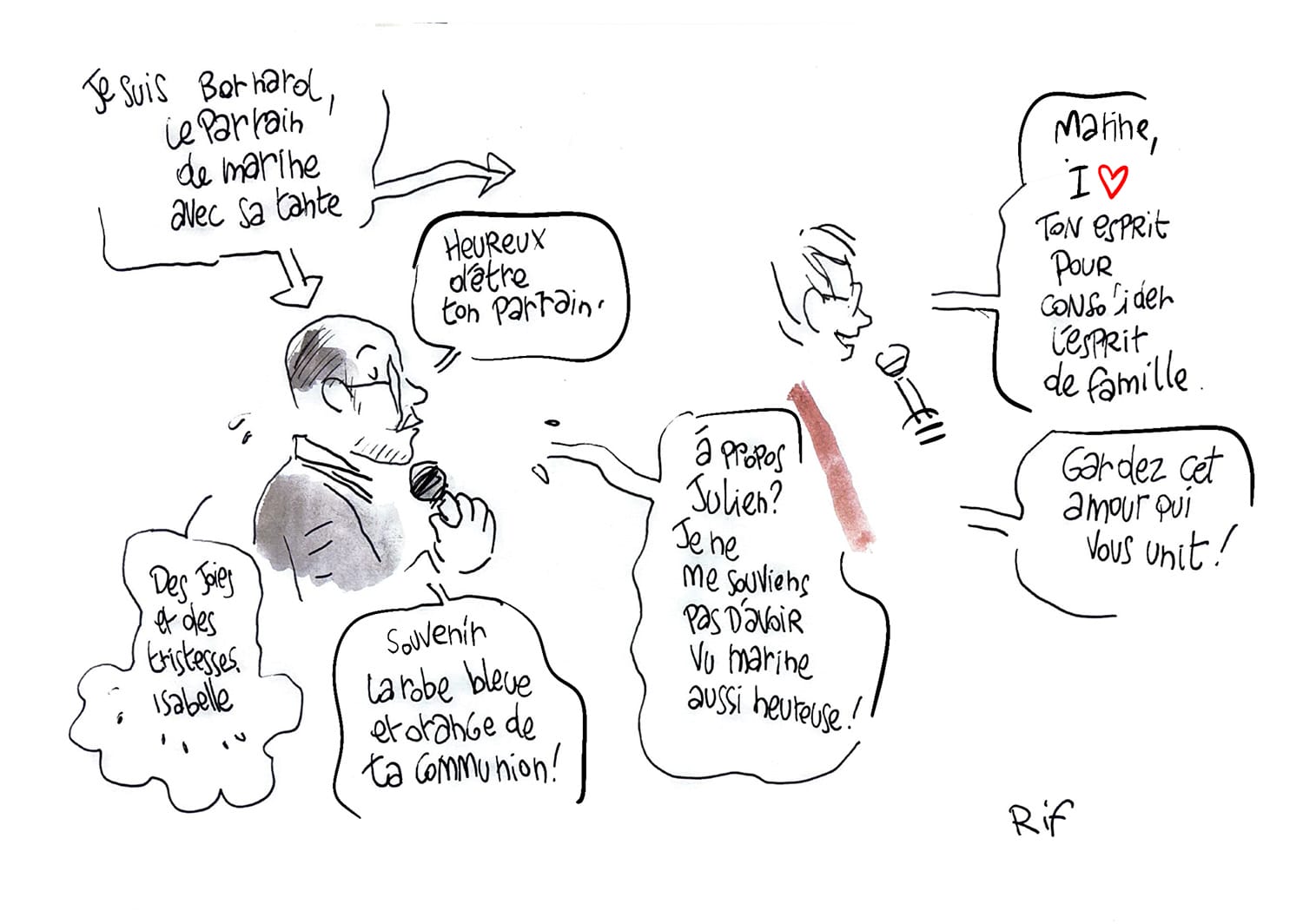 Dessins de mariage - discours du parrain