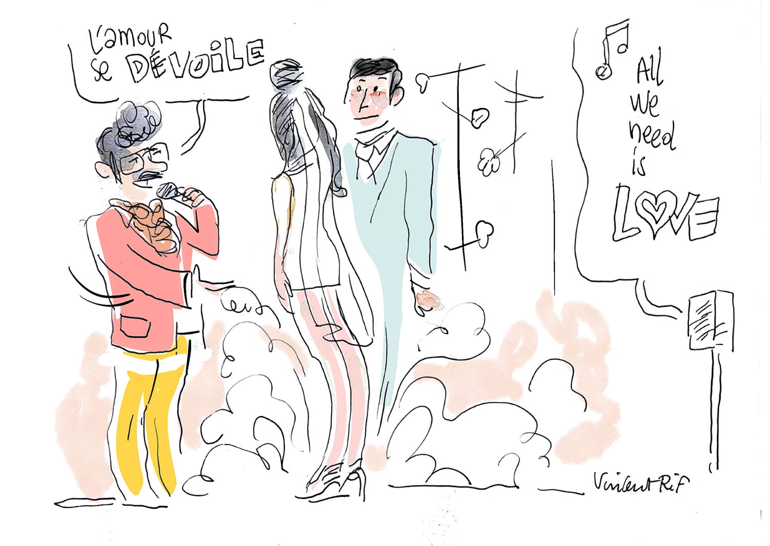 Dessins de mariage - la robe de mariée en deux parties