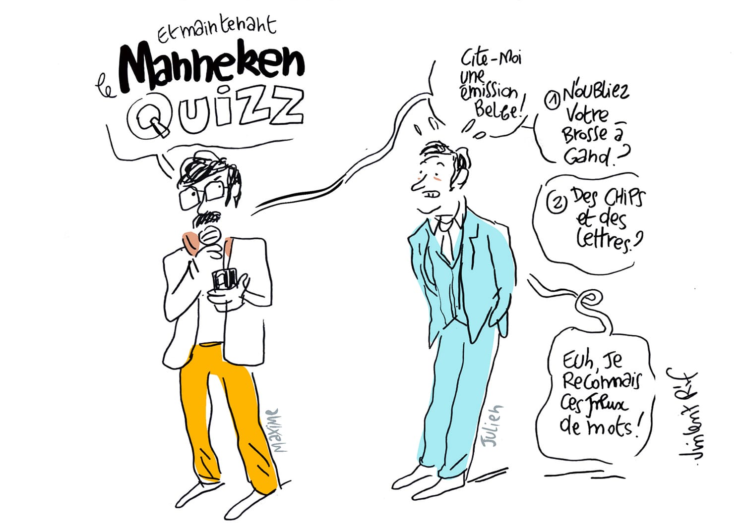 Dessins de mariage - portrait des amies de la mariées - la Manneken Quizz