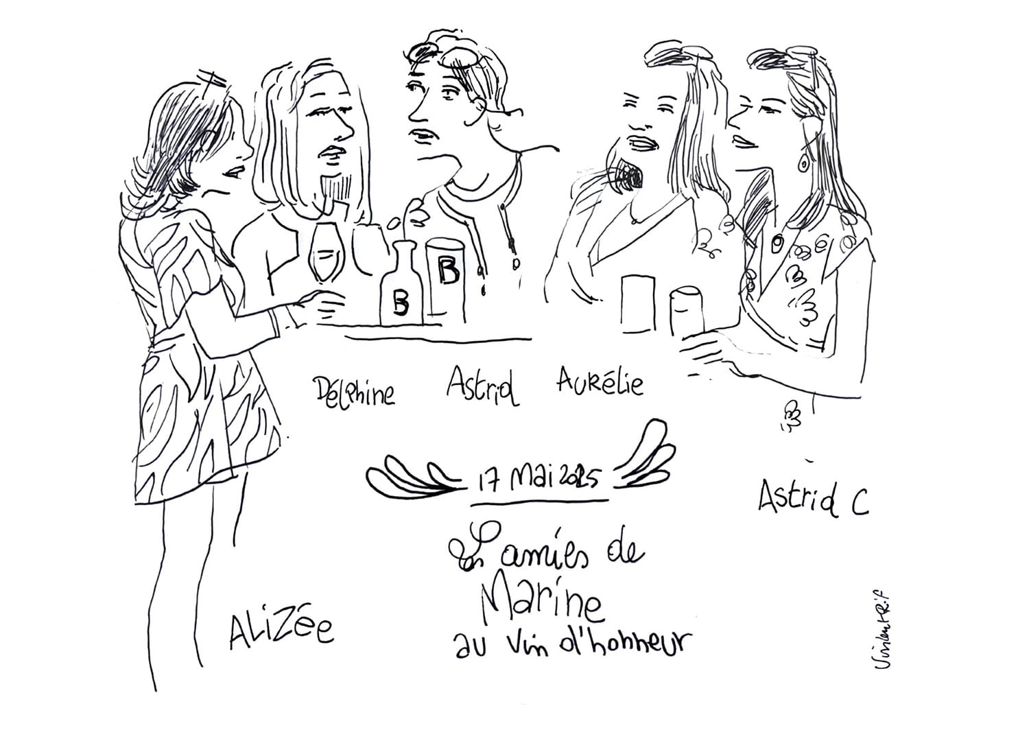 Dessins de mariage - portrait des amies de la mariées
