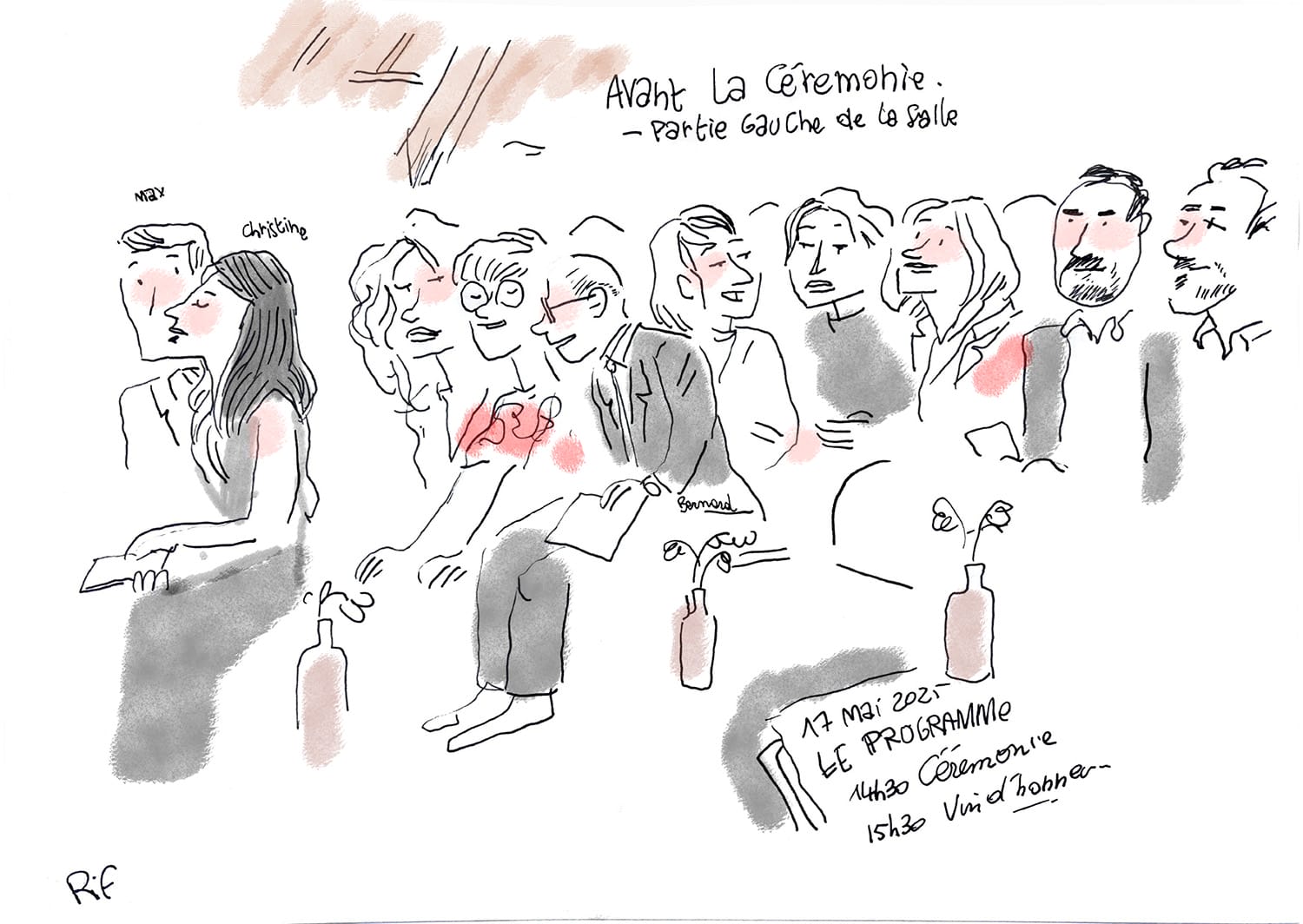 Dessins de mariage - portrait de invités de la cérémonie laique