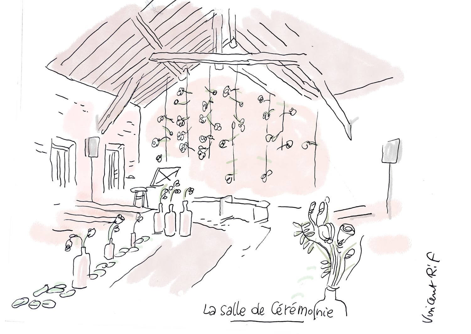Dessins de mariage - salle de cérémonie