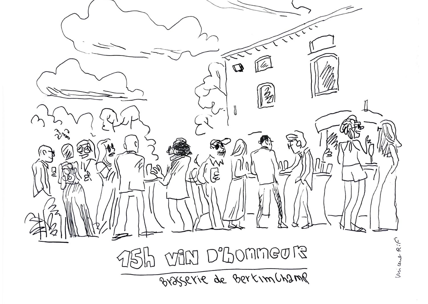 Dessins de mariage - vin d'honneur