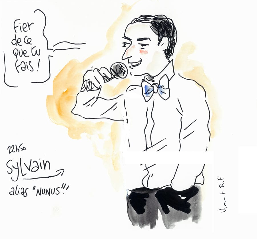 Dessin d'un mariage à La Rochelle (Charente-Maritime). discours d'un témoin