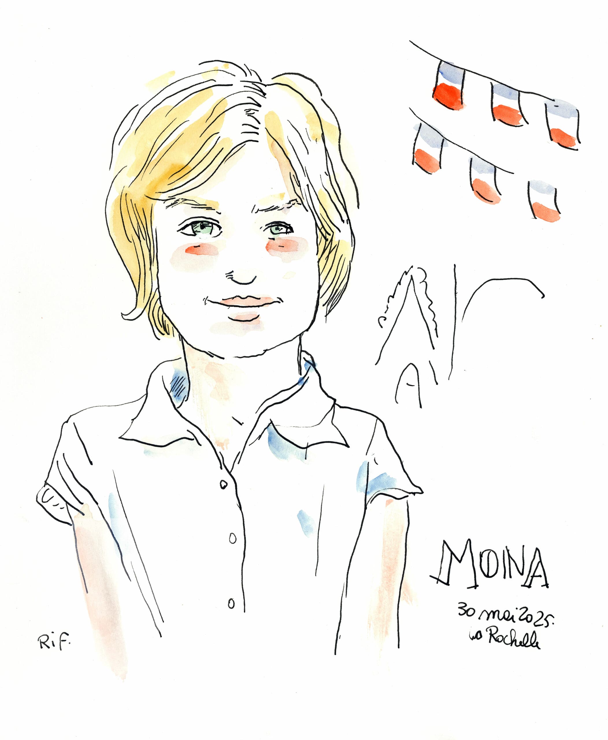 Dessin d'un mariage à La Rochelle (Charente-Maritime). portrait d'un enfant