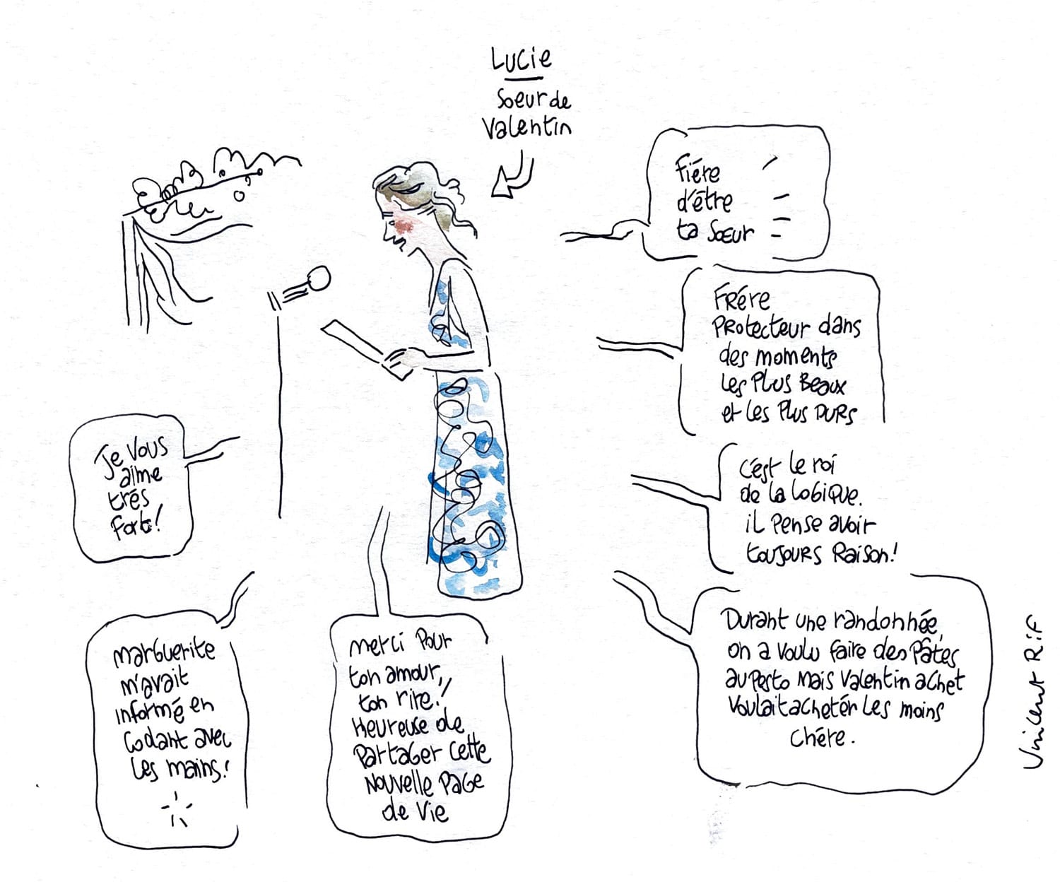 dessin de mariage - discours de la soeur