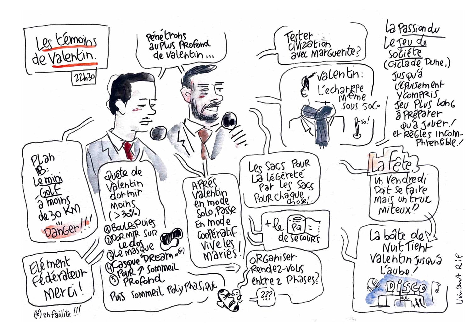 dessin de mariage - discours des témoins