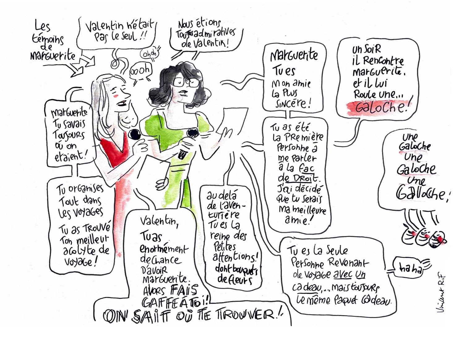 dessin de mariage - paroles des témoins